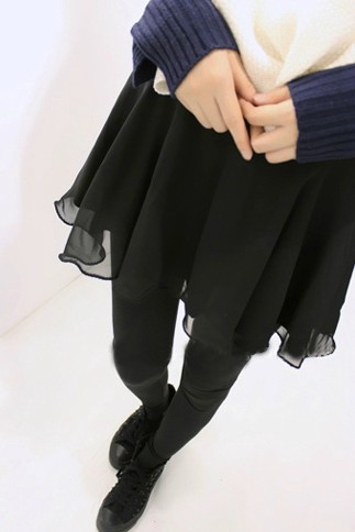 韩国站 专柜特供 夏款 女双层雪纺裙弹力修身假两件打底裙裤 包邮
