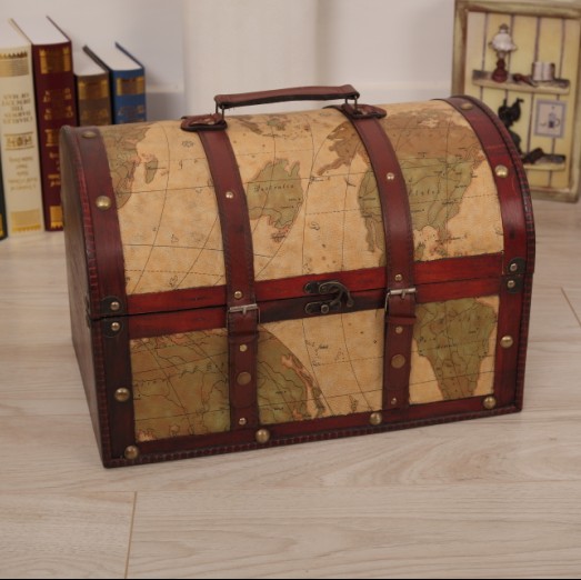 海盗箱密室逃脱大箱 欧美复古航海地图旅行箱 仿古大木箱子收纳箱