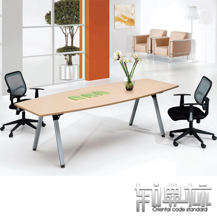 [典标]板式会议桌 办公桌子书桌 钢木电脑台 洽谈台 橡木色2.4米