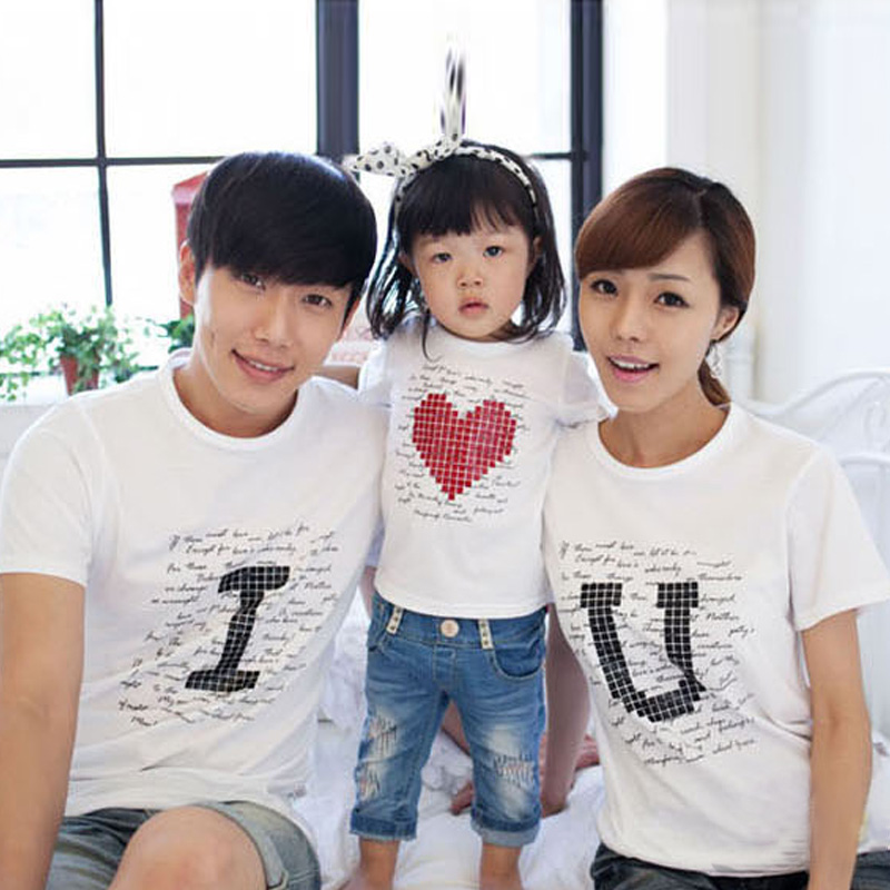 亲子装夏装全家装2016新款韩版母女春装家庭装一家三口短袖T恤