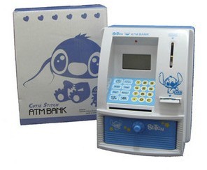 创意礼品史迪仔维尼熊KT猫迷你ATM存取款机储蓄带密码存钱罐玩具