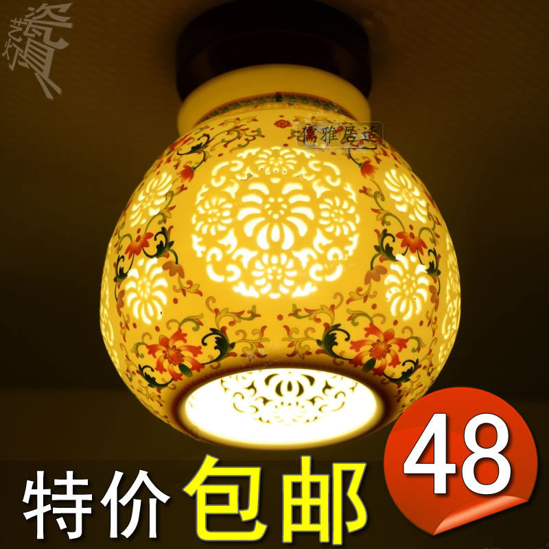 明清古典现代中式陶瓷灯具  过道灯玄关灯阳台灯门厅灯走廊吸顶灯折扣优惠信息
