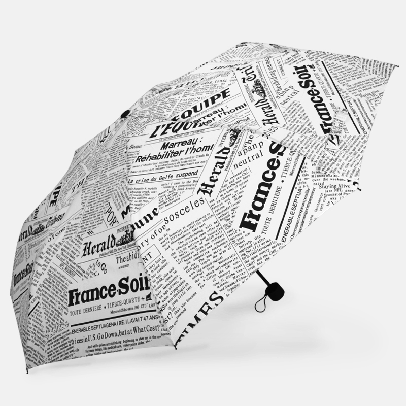 韩国创意报纸伞黑胶防紫外线折叠遮阳雨伞防晒男女晴雨太阳伞包邮折扣优惠信息