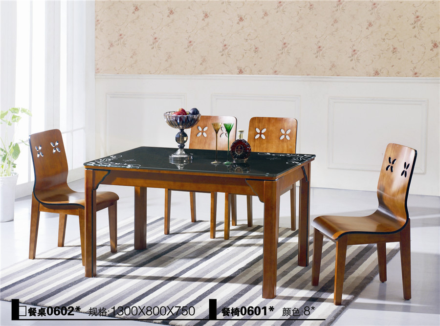 餐桌/钢化玻璃餐桌/1.3米餐桌/长方形餐桌/张果佬餐桌/一桌六椅
