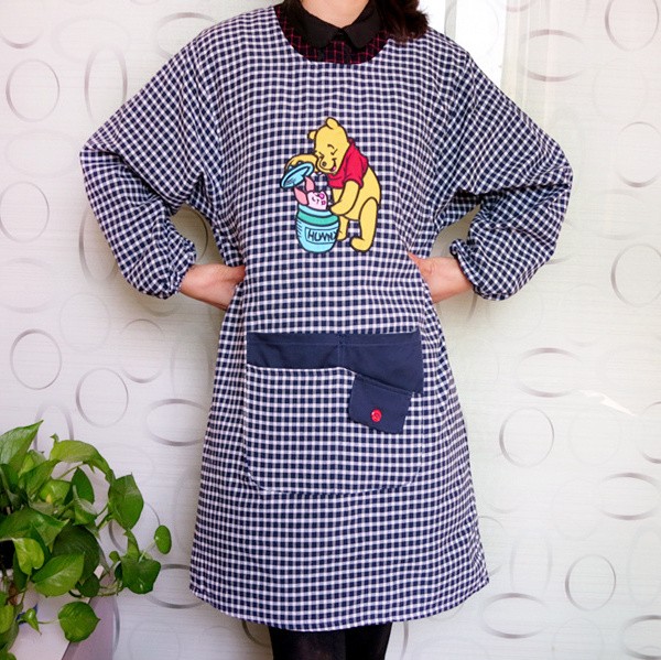 新款全棉布成人防污围裙工作服日本韩版大人加厚反穿做饭厨房罩衣