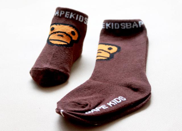 潮牌儿童婴儿袜子宝宝袜地板袜中筒袜防滑袜全棉猿人头安逸猴bape