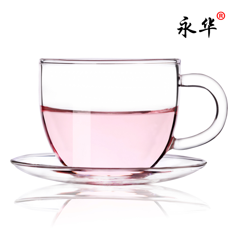 永华 玻璃茶具功夫玻璃花茶杯 创意透明玻璃品茗杯 咖啡杯 100ML