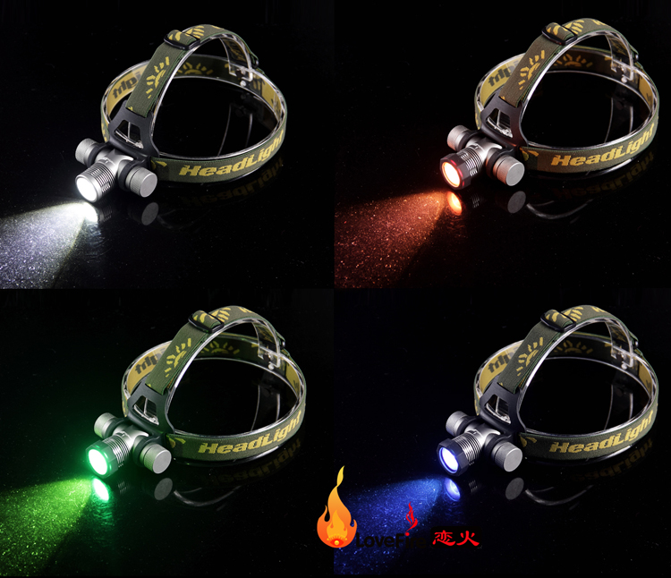 新款四色 LED Q5 头灯 远射 调焦 强光 充电 5W 户外夜钓鱼矿灯折扣优惠信息