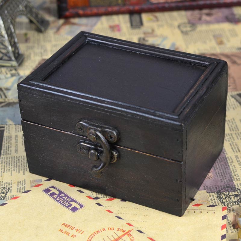 古朴复古精美小木盒子欧式手工方盒仿古收纳木盒拍摄道具可带锁折扣优惠信息