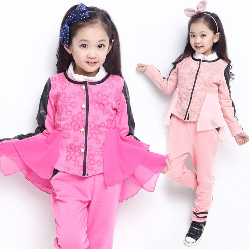 2014童装新款 女童春装 韩版蕾丝套装女童套装 儿童套装1003