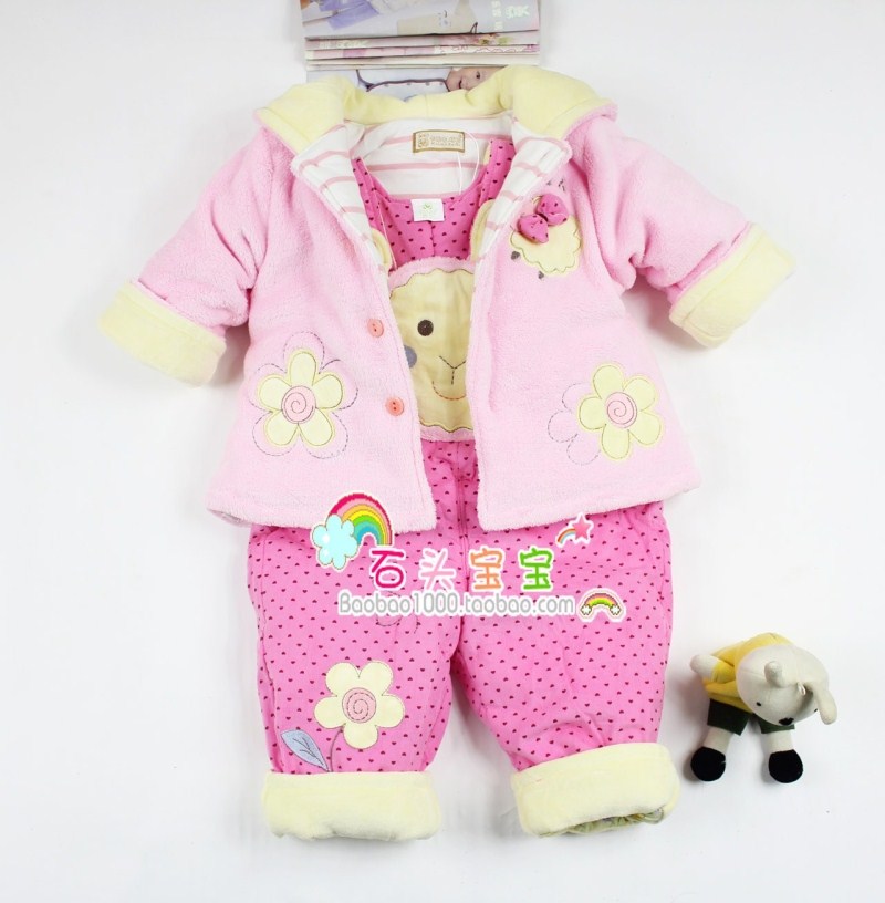 2013新款婴儿女宝宝儿童冬装套装 卡乐吉瑞比美羊羊背带棉衣套