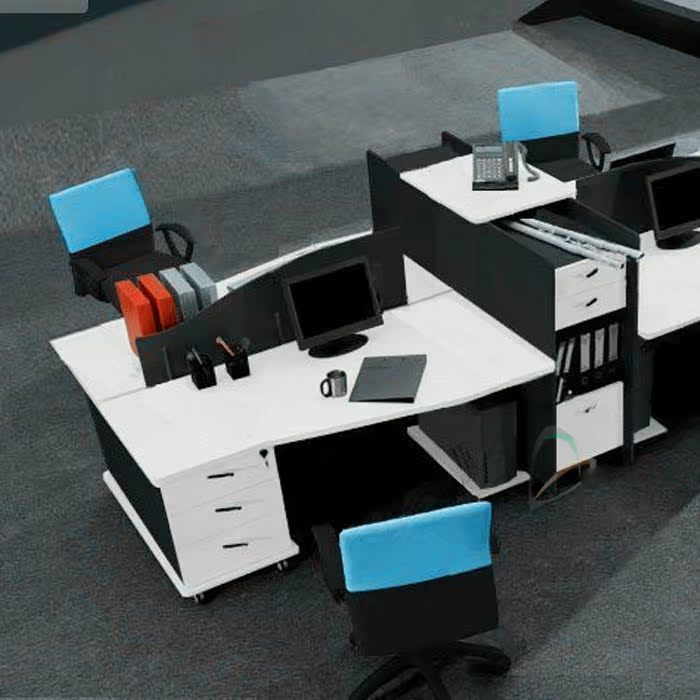 办公家具弧型办公桌 创意职员办公桌四人隔断屏风工作位台电脑桌