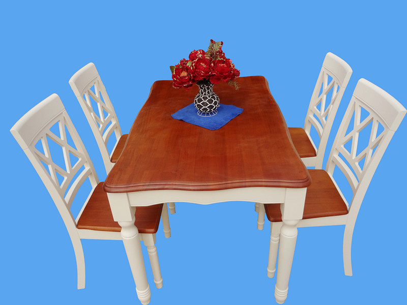 宁津鸿信家居桌子椅子欧式韩式美式实木地中海餐桌椅组合HX018