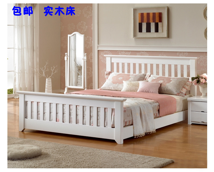 美式乡村实木床单人床双人床儿童床松木床成人床上下铺床订做家具