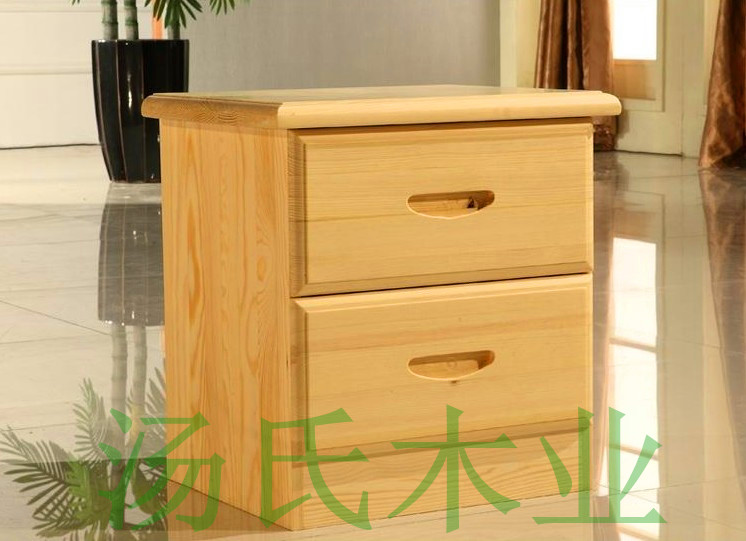 床头柜木质床头柜松木实木家具两层柜子带抽第柜子汤氏木业两层床