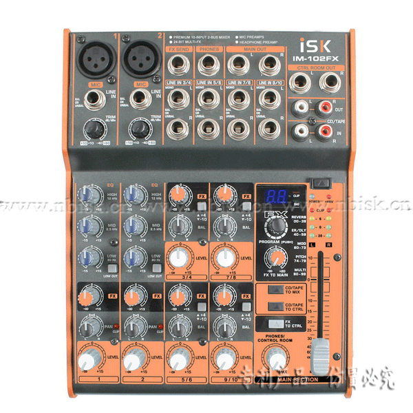 ISK IM-102FX数字混响 效果器10路调音台(百种音效)48V电源