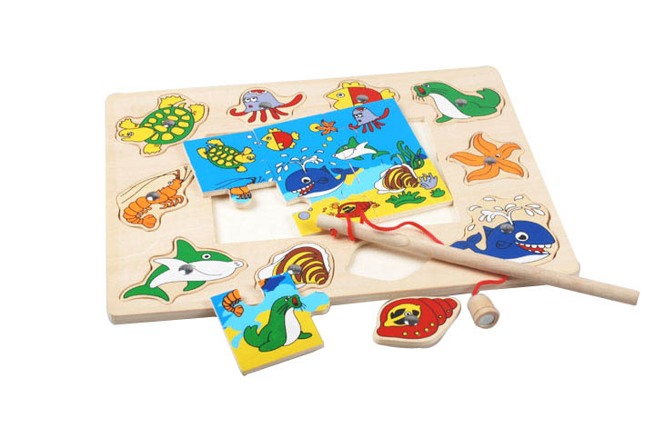 限时特价 木制益智 磁性海洋钓鱼 儿童早教玩具 亲子教育益智玩具