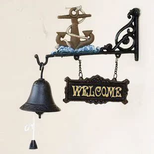 地中海风格铸铁工艺品海洋航海铁艺欢迎门铃庭院园装饰门前铃船锚