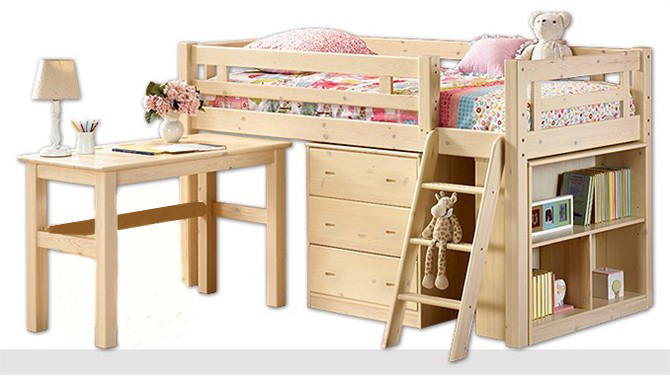 儿童床 实木 书桌组合床单人床 半高床 松木床 实木儿童床护栏床折扣优惠信息