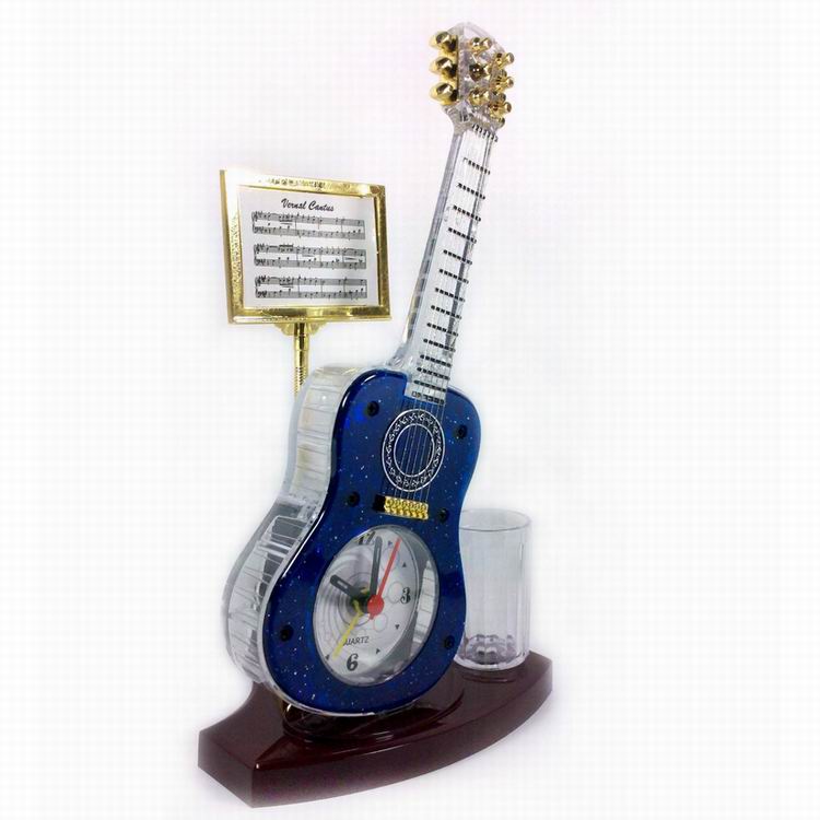 电子闹钟工艺礼品创意简约时尚装饰艺术炫彩吉他音乐座钟时钟表
