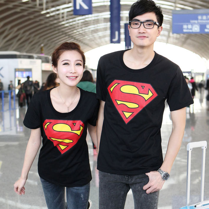 2014情侣装夏装新品卡通漫画创意超人SUPERMAN圆领短袖T恤T-shirt