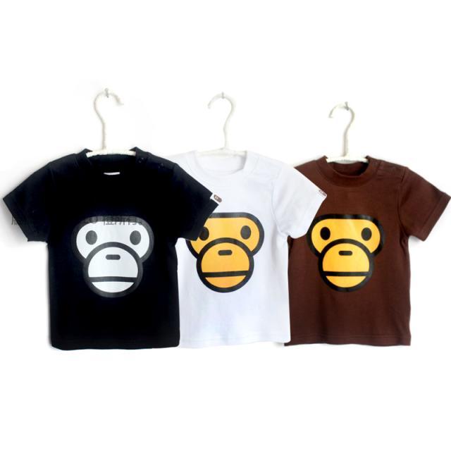 日本潮牌 童装短袖全棉猿人头安逸猴经典猴子脸3色T恤2013新款