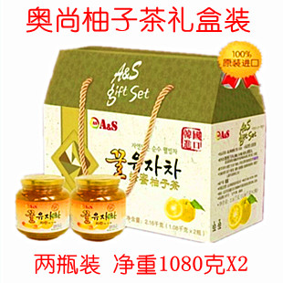 韩国进口AS 奥尚蜂蜜柚子茶 礼盒装1080克X2瓶 新藏外全国包邮折扣优惠信息