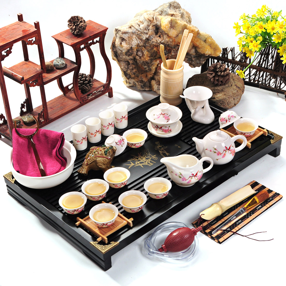 茶具套装特价包邮 功夫陶瓷紫砂茶具带茶盘套装茶道茶艺表演茶壶