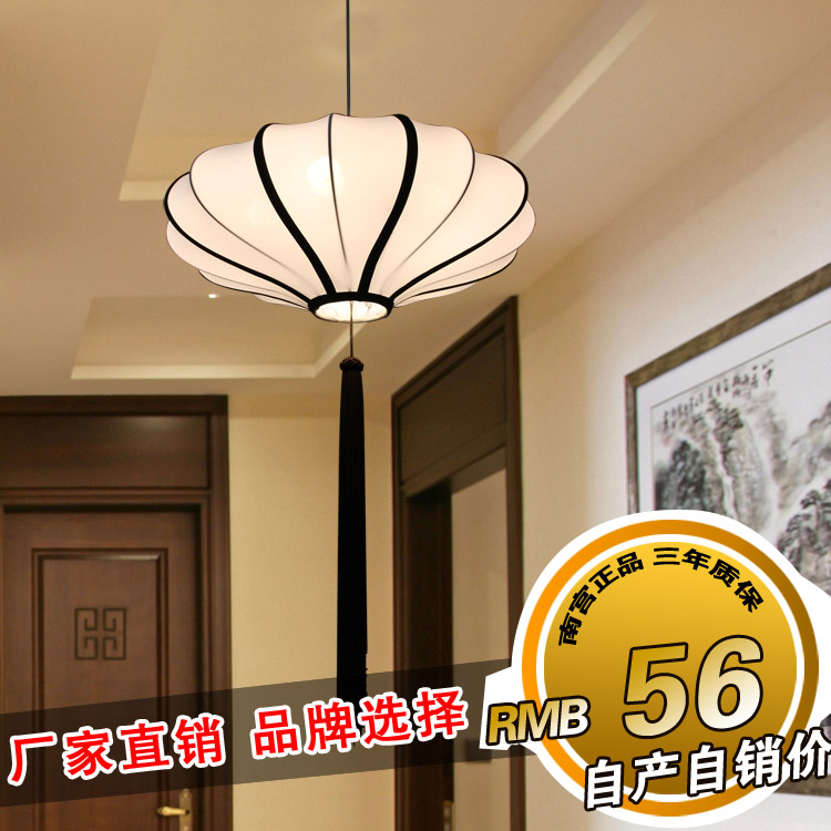 喜庆灯笼中式古典双层布艺吊灯客厅过道走廊阳台卧室餐厅包厢灯具