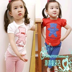 童装女宝宝夏季运动 儿童套装潮短袖 女童套装韩版夏装2014新款