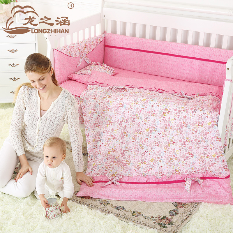 龙之涵婴儿床品套件全棉 宝宝床上用品棉花儿童床围 韩版婴儿床围