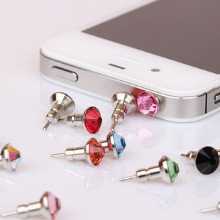 创意时尚 iphone4s ipad 三星 水钻手机防尘塞 钻石耳机塞 取卡针