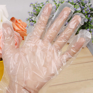 加厚一次性手套 一次性PE薄膜手套 卫生透明塑料手套食品级聚乙烯