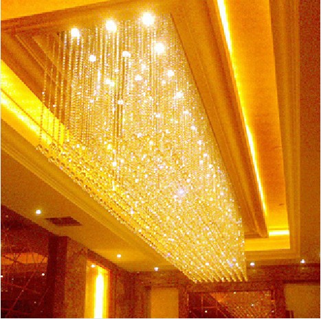 简约现代时尚客厅大厅餐厅水晶灯 不锈钢长方型K9水晶吊灯