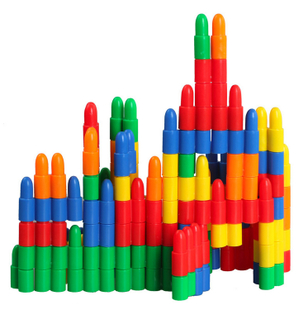 特价 子弹头塑料拼插积木 幼儿桌面益智拼插玩具 组装塑料积木折扣优惠信息