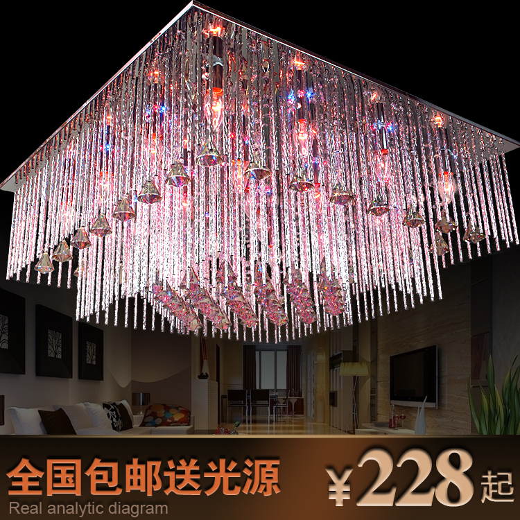 新款方形现代简约LED水晶灯LED客厅吸顶灯客厅灯餐厅灯饰卧室灯具
