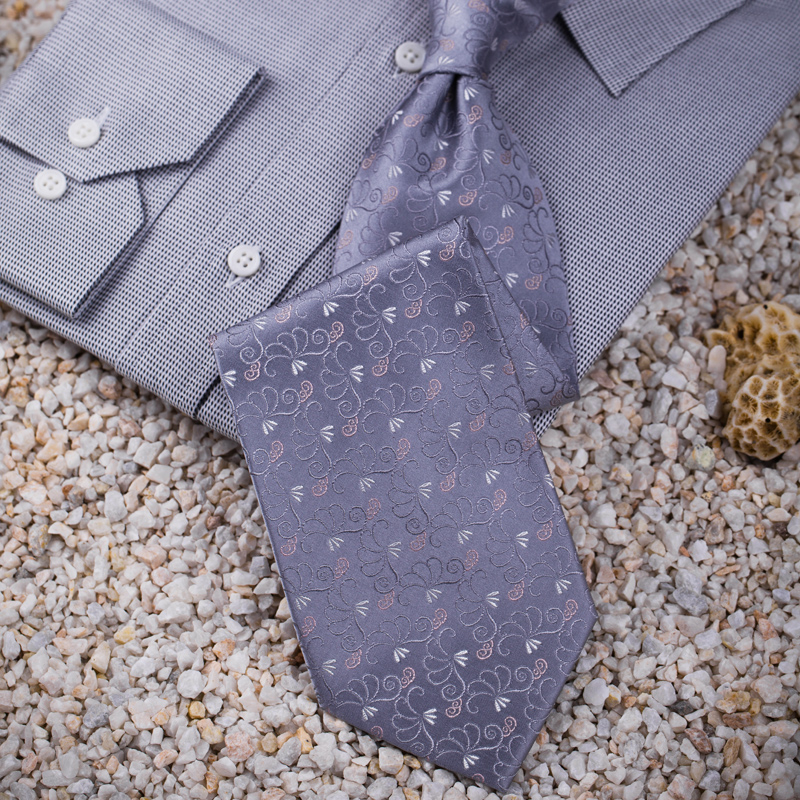 efancy夏季惠 银灰色桑蚕丝领带 商务休闲正装真丝领带 男士领带