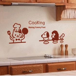 厨房餐厅卡通动物搞笑墙贴 家居装饰创意开关贴 美味食物
