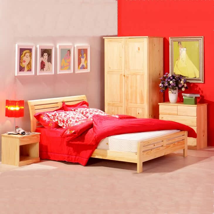 新品中式实木床单人床双人床松木床1.2米1.5米1.8米2.0米简约大气