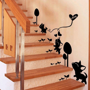 房间装饰 墙贴家居饰品可爱儿童小猫创意楼梯玄关墙壁贴纸 宠物店