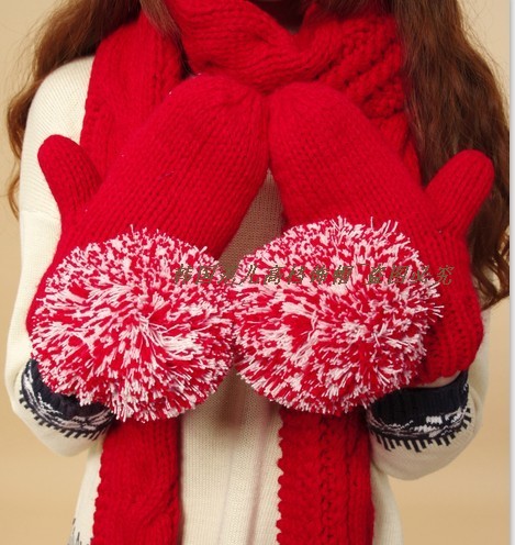 手套女冬可爱毛线手套韩版冬季冬款女士秋冬加厚加绒保暖针织手套