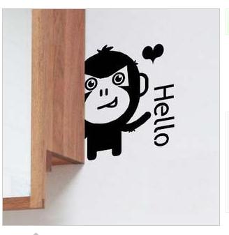 墙壁艺术家居装饰品卡通墙贴纸 创意开关贴画 新房间背景墙小猴子折扣优惠信息
