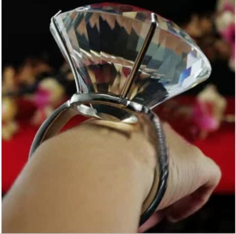 特大戒指水晶大钻戒超大钻石家居摆设送女友 求婚庆道具生日礼物