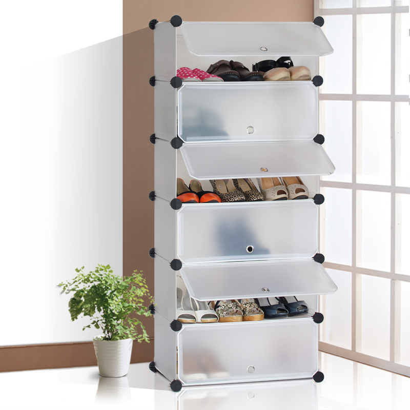 圣若瑞斯6层简易DIY鞋柜带门 组合式创意收纳鞋柜 宜家鞋柜