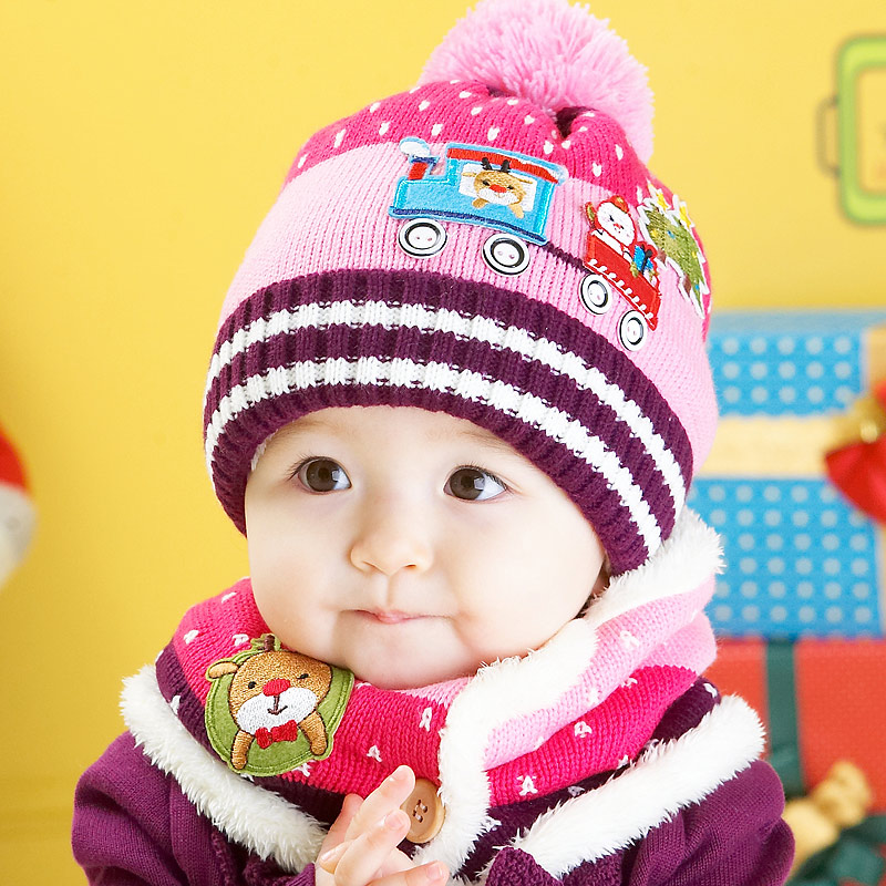 特价包邮冬季新款 婴儿童帽毛绒帽圣诞帽 宝宝帽子围脖套装帽韩版