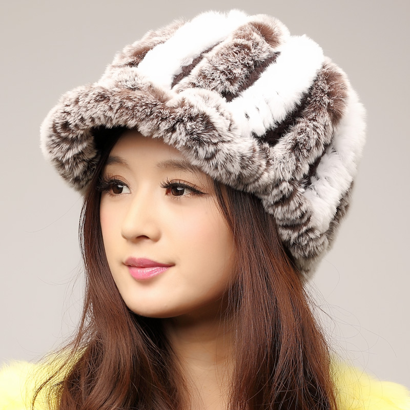 蒂芙塞纳皮草帽子 獭兔毛 秋冬季新款女款鸭舌帽 毛线帽 獭兔帽子