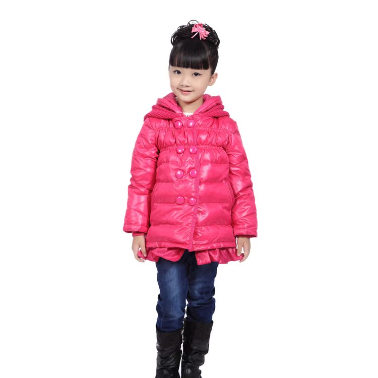 2013女童韩版短款中小童羽绒服双排扣针织帽童装儿童正品牌特价