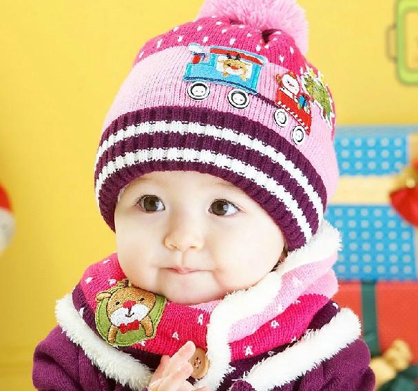 韩国儿童帽子围巾两件套男女童宝宝毛线帽婴儿帽子秋冬款 圣诞帽折扣优惠信息