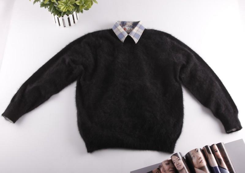 秋冬季新款男式貂绒衫 圆领加厚毛衣 针织套头羊绒衫