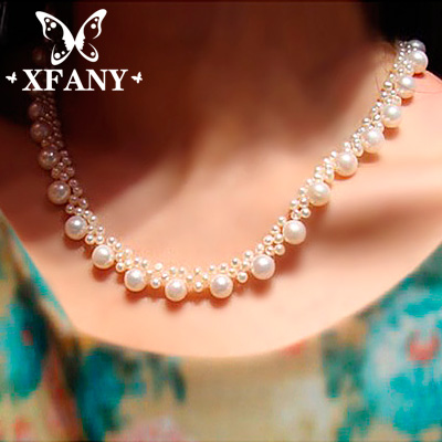 【希梵尼】天然珍珠项链 手工定制花链 韩国 送女友 正品伴娘礼物折扣优惠信息